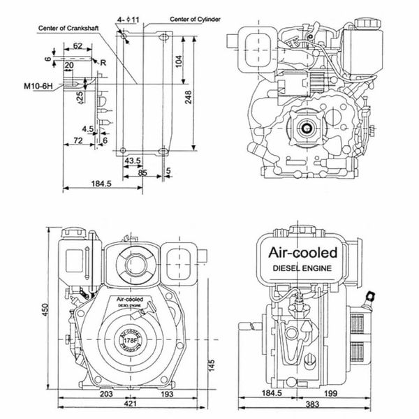 Diesel engine Weima WM178F with paper filter WM178F Photo