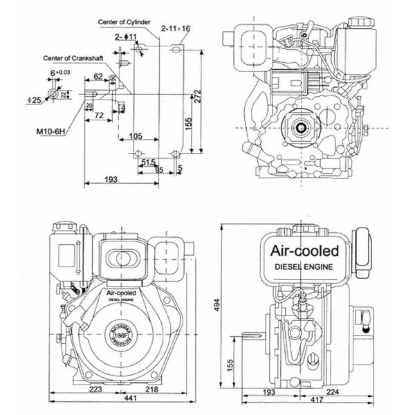 Diesel engine Weima WM186FBE with paper filter WM186FBE Photo